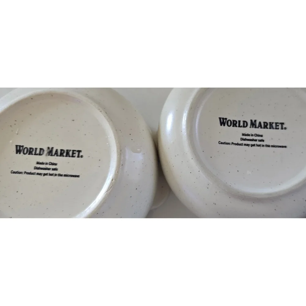World Market Mushroom Ceramic Ramekin Set Green Orange Polka Dot Lids Set of 2